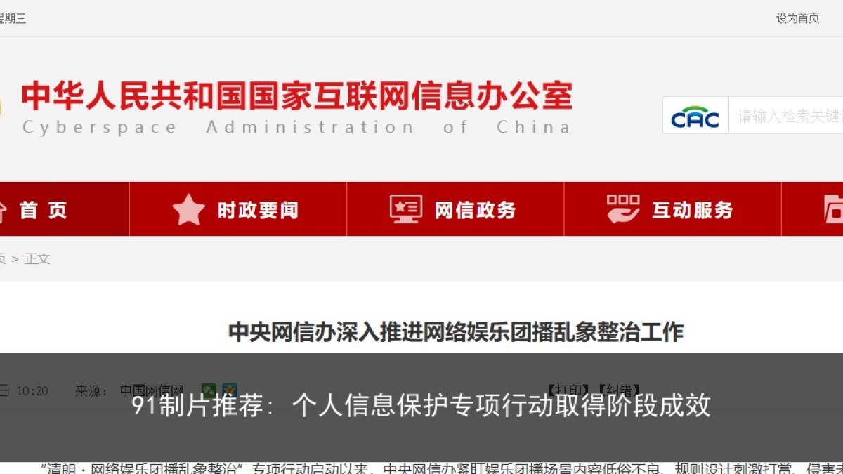 91制片推荐: 个人信息保护专项行动取得阶段成效